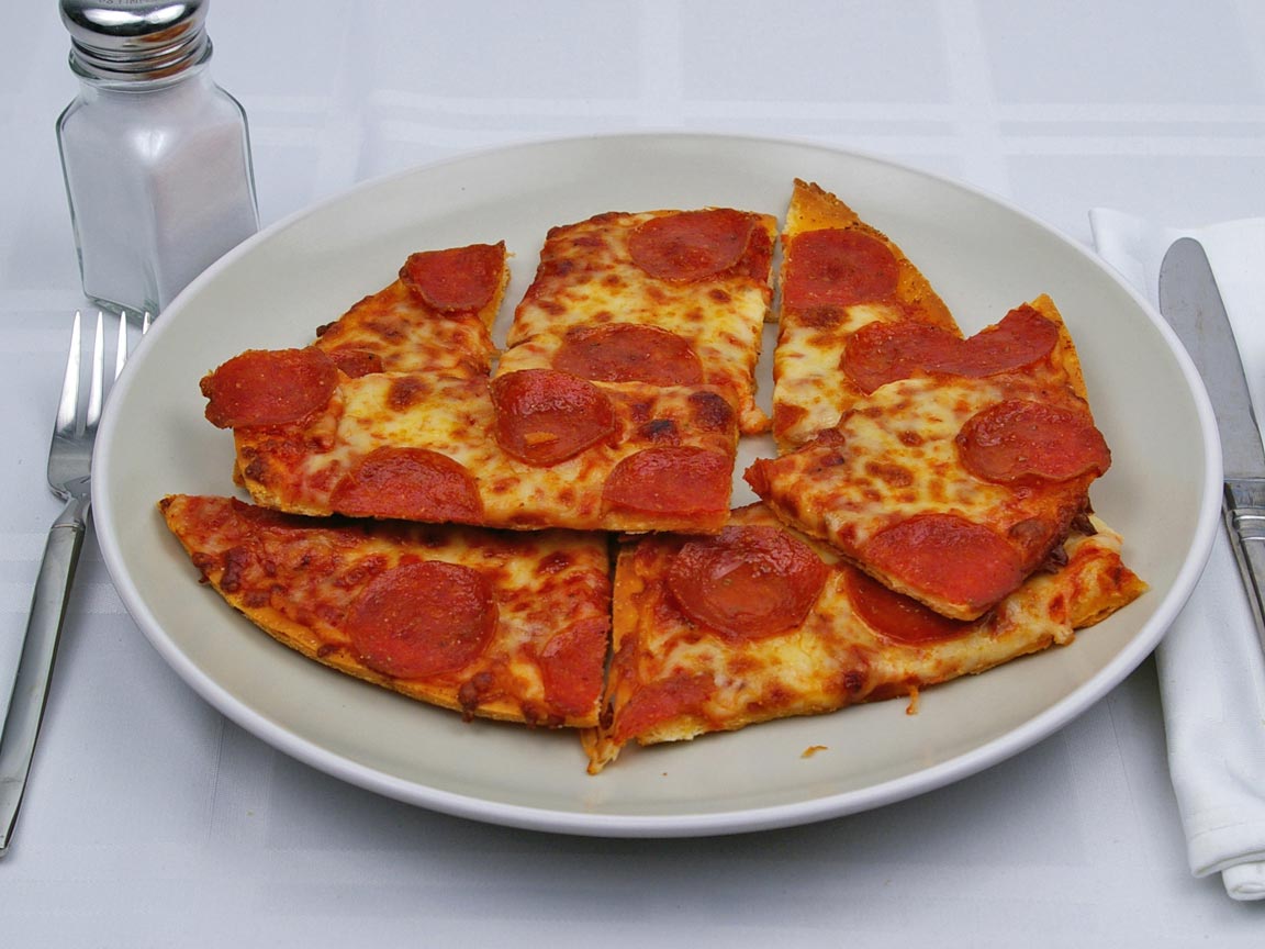 Calories in 7 slice(s) of Pizza - Pepperoni - Thin Crust - Avg