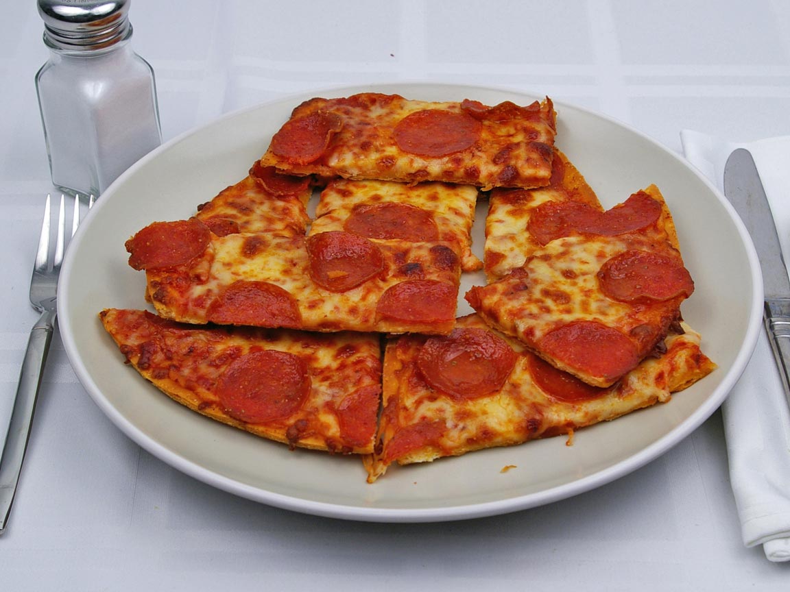 Calories in 8 slice(s) of Pizza - Pepperoni - Thin Crust - Avg