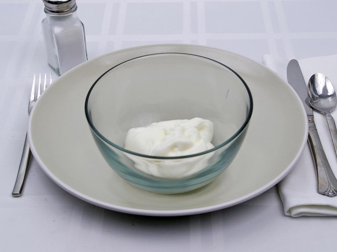Calories in 0.5 cup(s) of Yogurt - Plain Low Fat