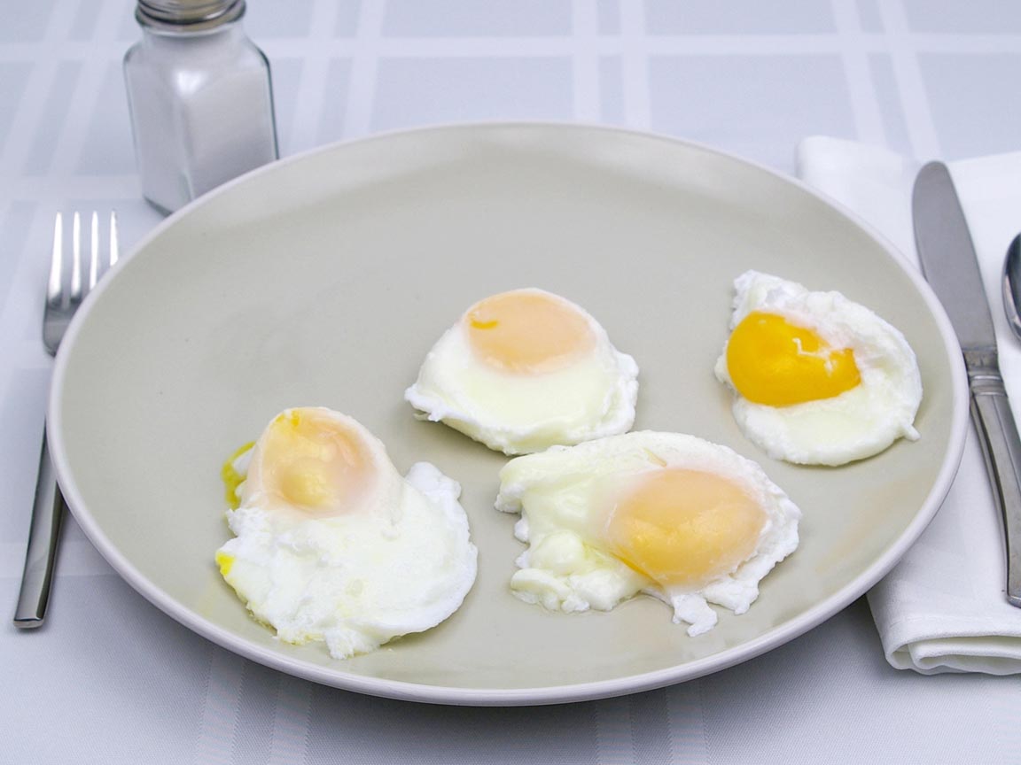 Calories in 4 egg(s) of Poached - Large Egg