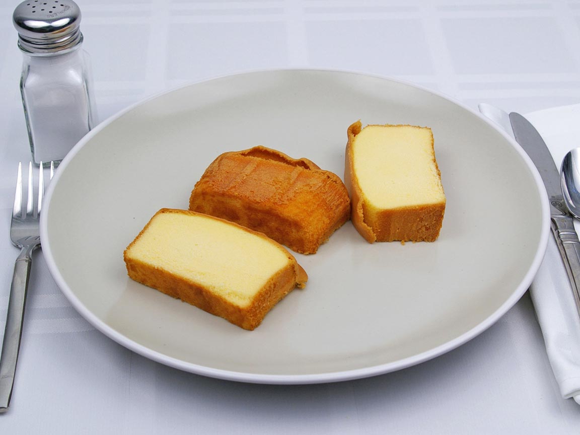 Calories in 3 piece(s) of Pound Cake - Avg
