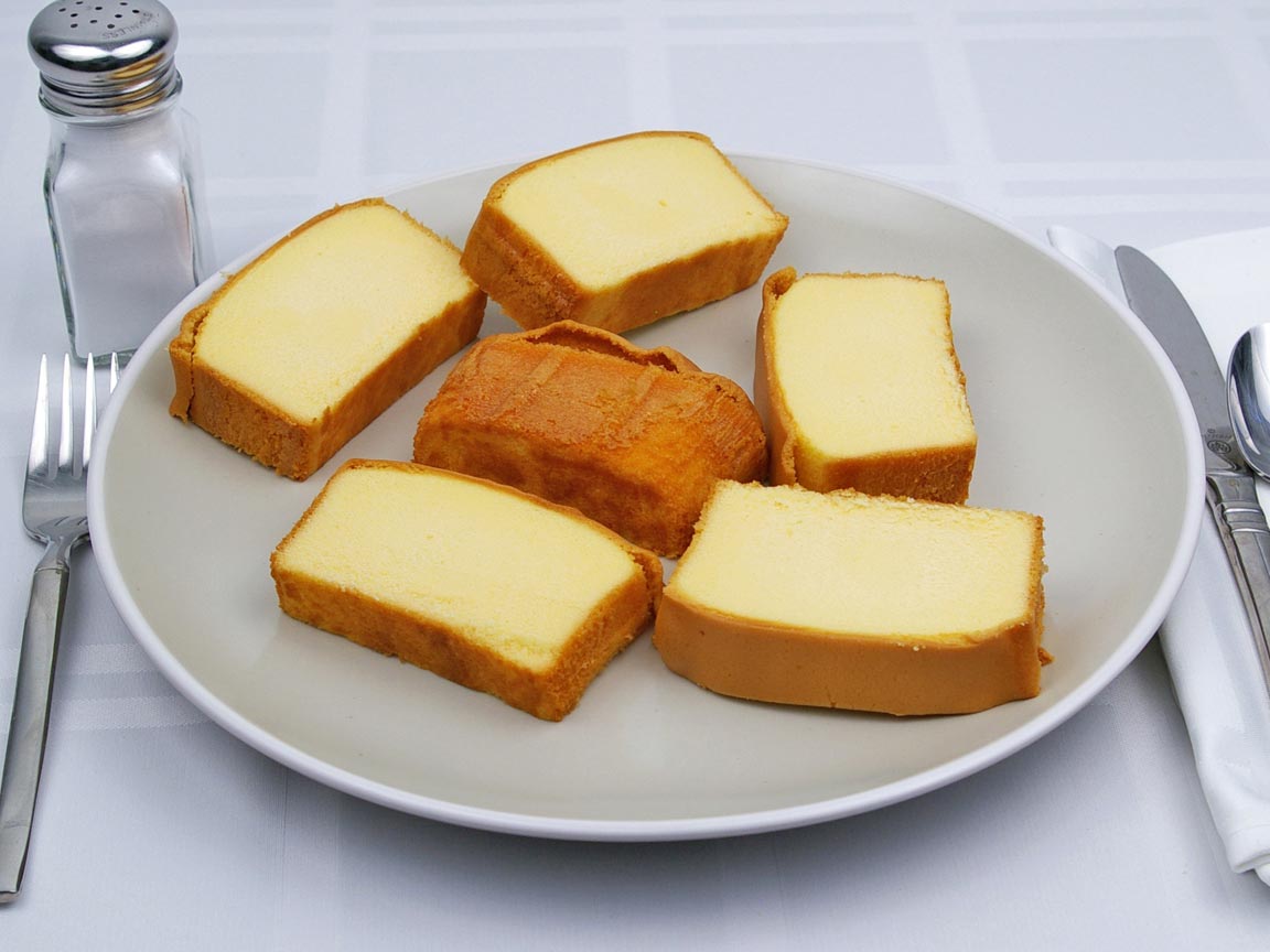 Calories in 6 piece(s) of Pound Cake - Avg