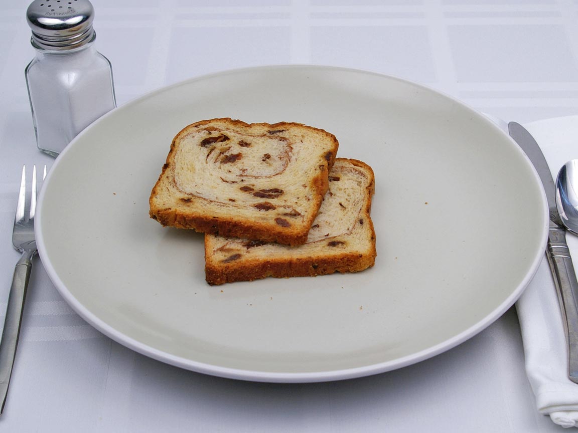 Calories in 2 slice(s) of Cinnamon Raisin Bread