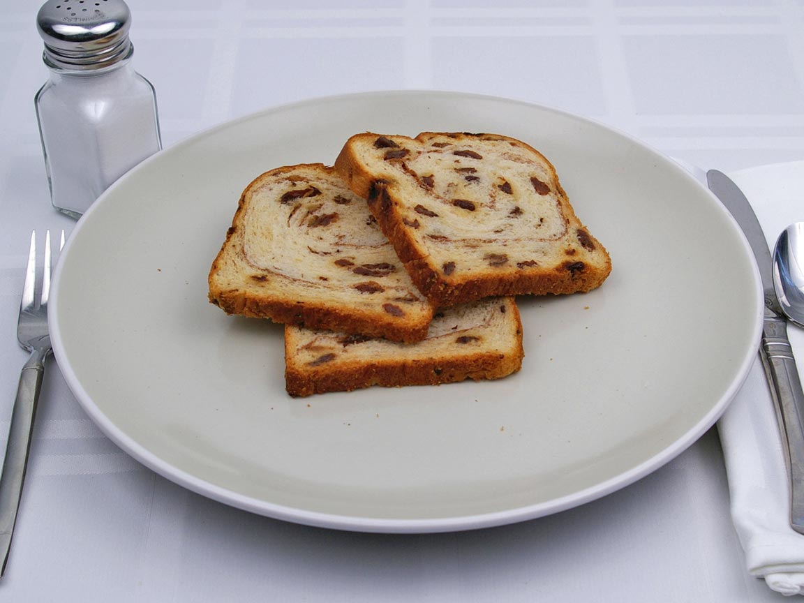 Calories in 3 slice(s) of Cinnamon Raisin Bread