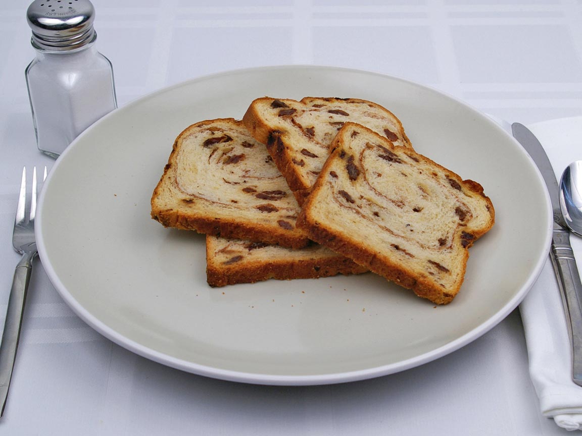 Calories in 4 slice(s) of Cinnamon Raisin Bread