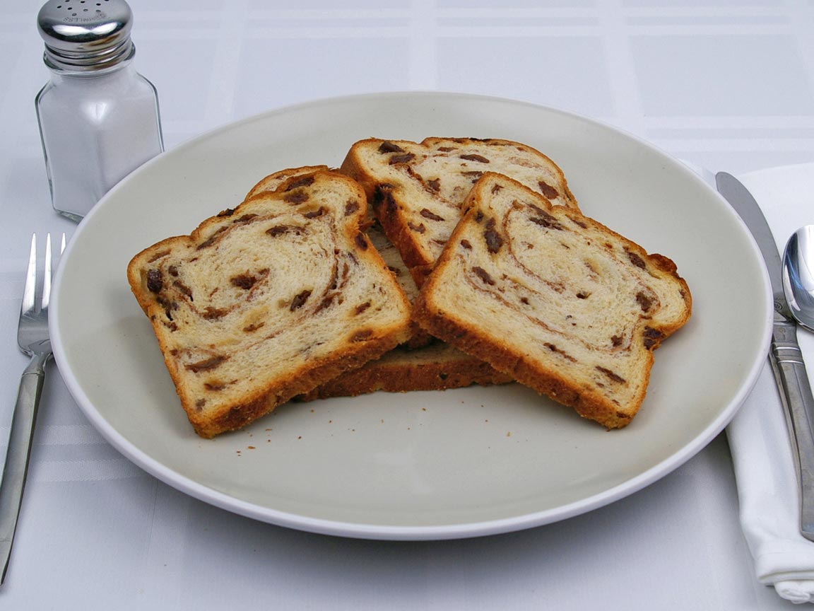 Calories in 5 slice(s) of Cinnamon Raisin Bread