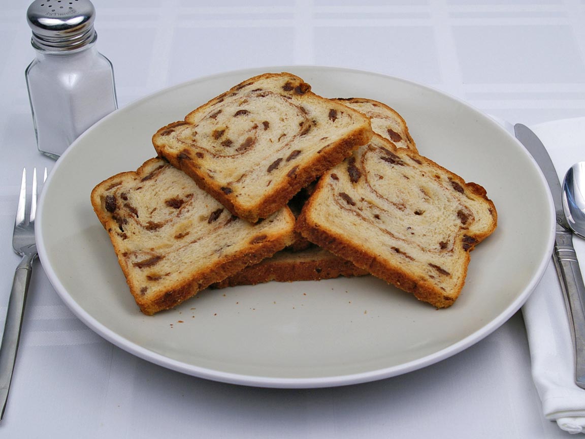 Calories in 6 slice(s) of Cinnamon Raisin Bread