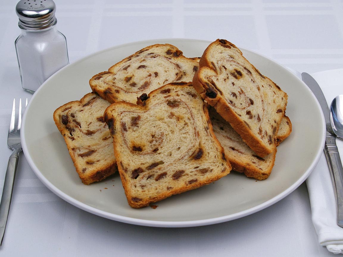 Calories in 8 slice(s) of Cinnamon Raisin Bread