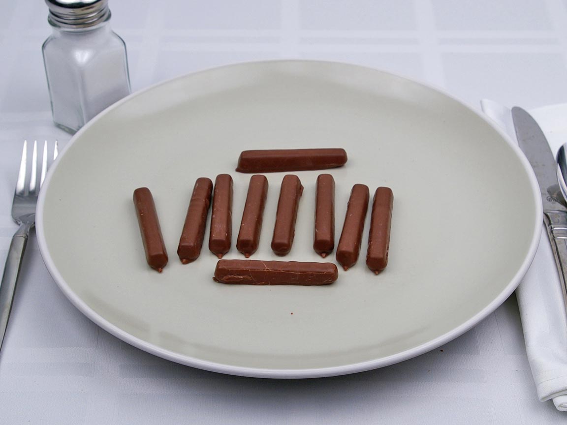 Calories in 10 stick(s) of Milk Chocolate Raspberry Sticks