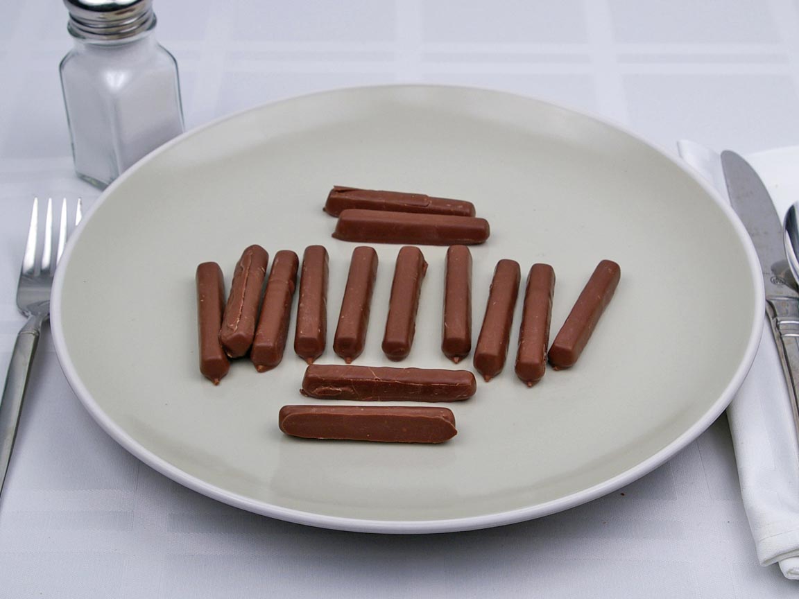Calories in 14 stick(s) of Milk Chocolate Raspberry Sticks