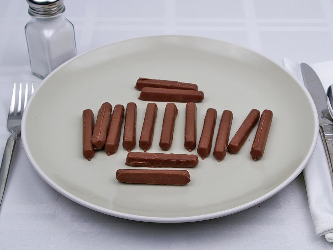 Calories in 15 stick(s) of Milk Chocolate Raspberry Sticks