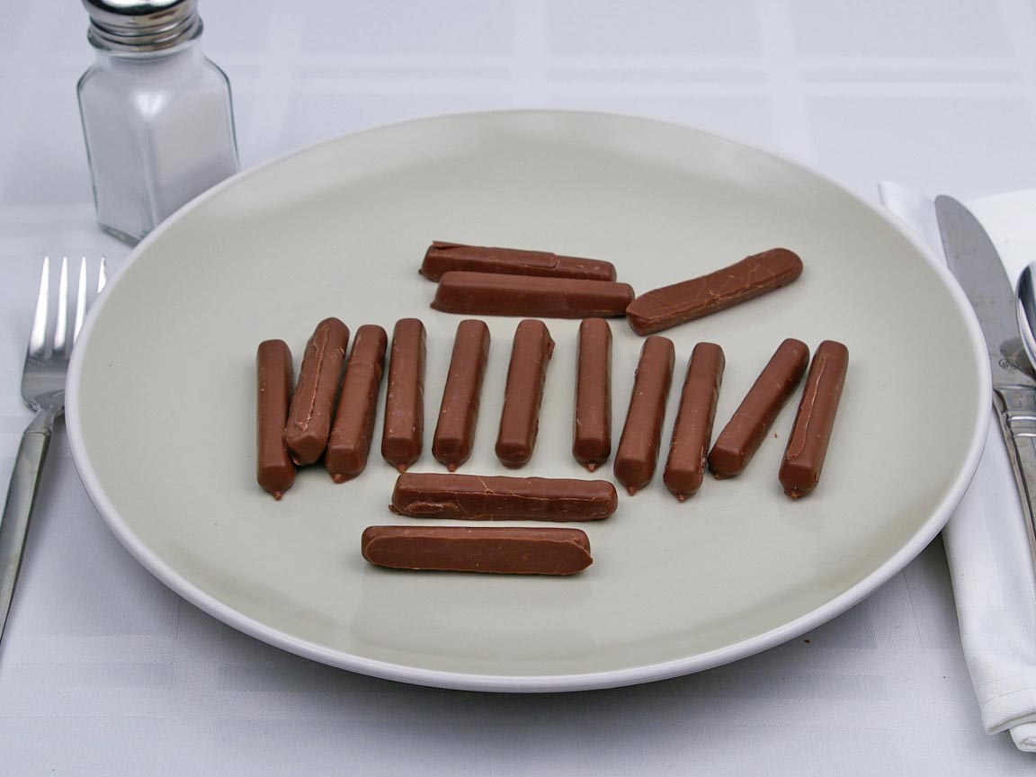 Calories in 16 stick(s) of Milk Chocolate Raspberry Sticks