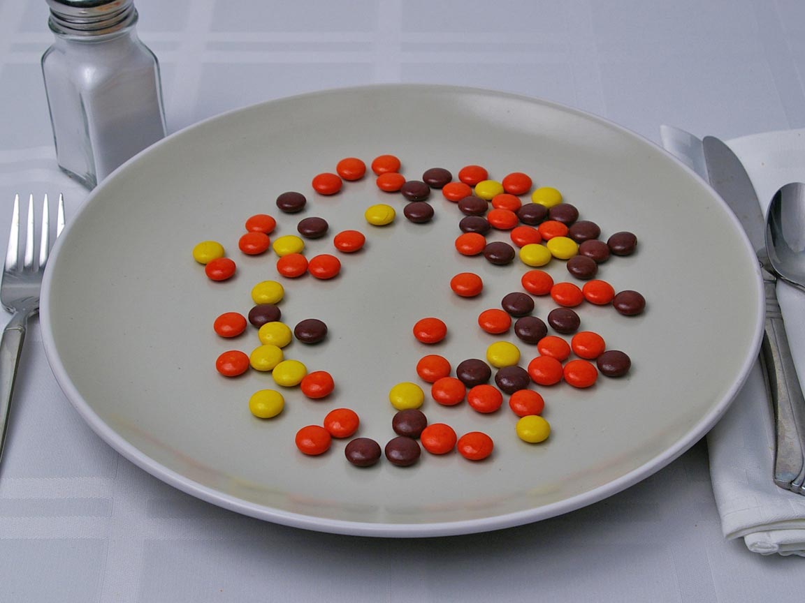 Calories in 63 grams of Reese's Pieces
