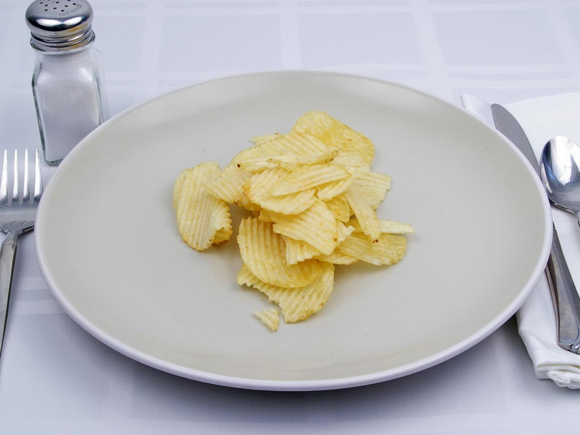 Calories in 28 grams of Potato Chips - Ruffles - Reduced Fat