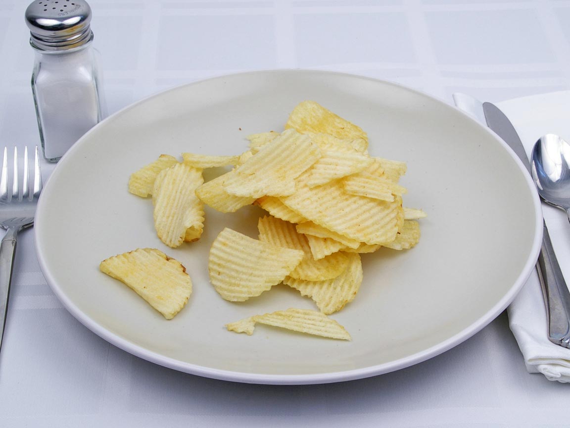 Calories in 42 grams of Potato Chips - Ruffles - Reduced Fat