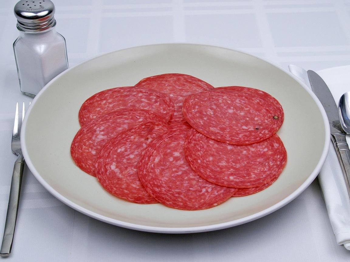 Calories in 92 grams of Salami - Light - Pork and Turkey