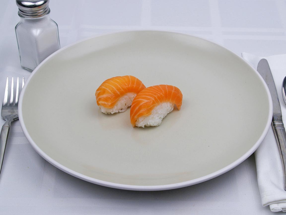 Calories in 2 piece(s) of Sushi - Nigiri - Salmon