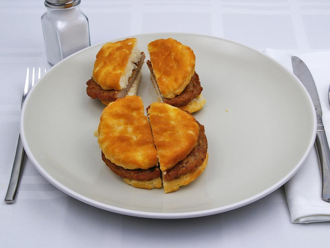 Calories in 2 sandwich(es) of Burger King - Sausage Biscuit Sandwich