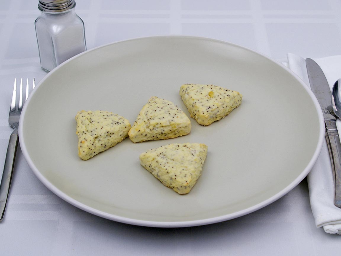 Calories in 4 scone(s) of Mini Scone - Lemon Poppyseed