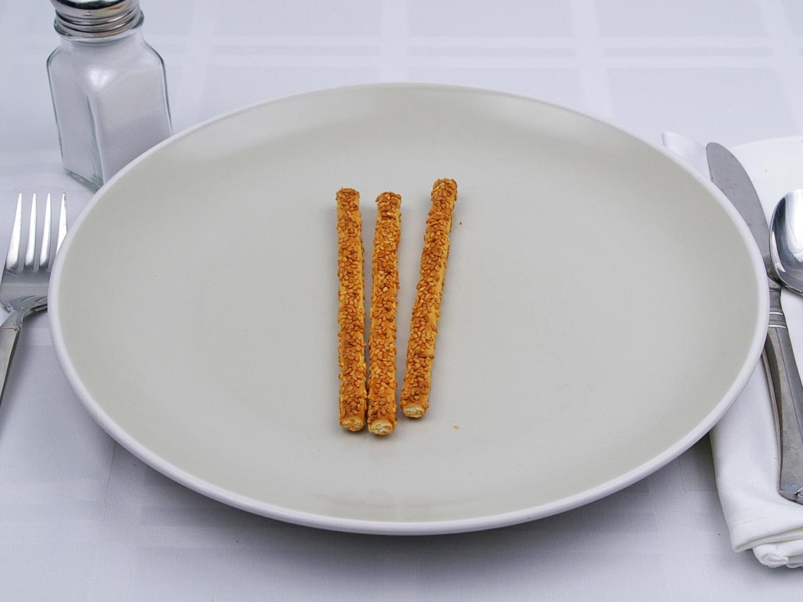 Calories in 3 stick(s) of Sesame Bread Sticks
