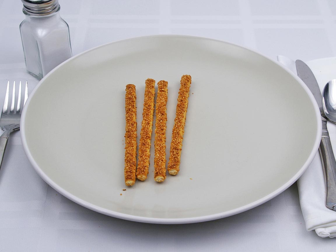 Calories in 4 stick(s) of Sesame Bread Sticks