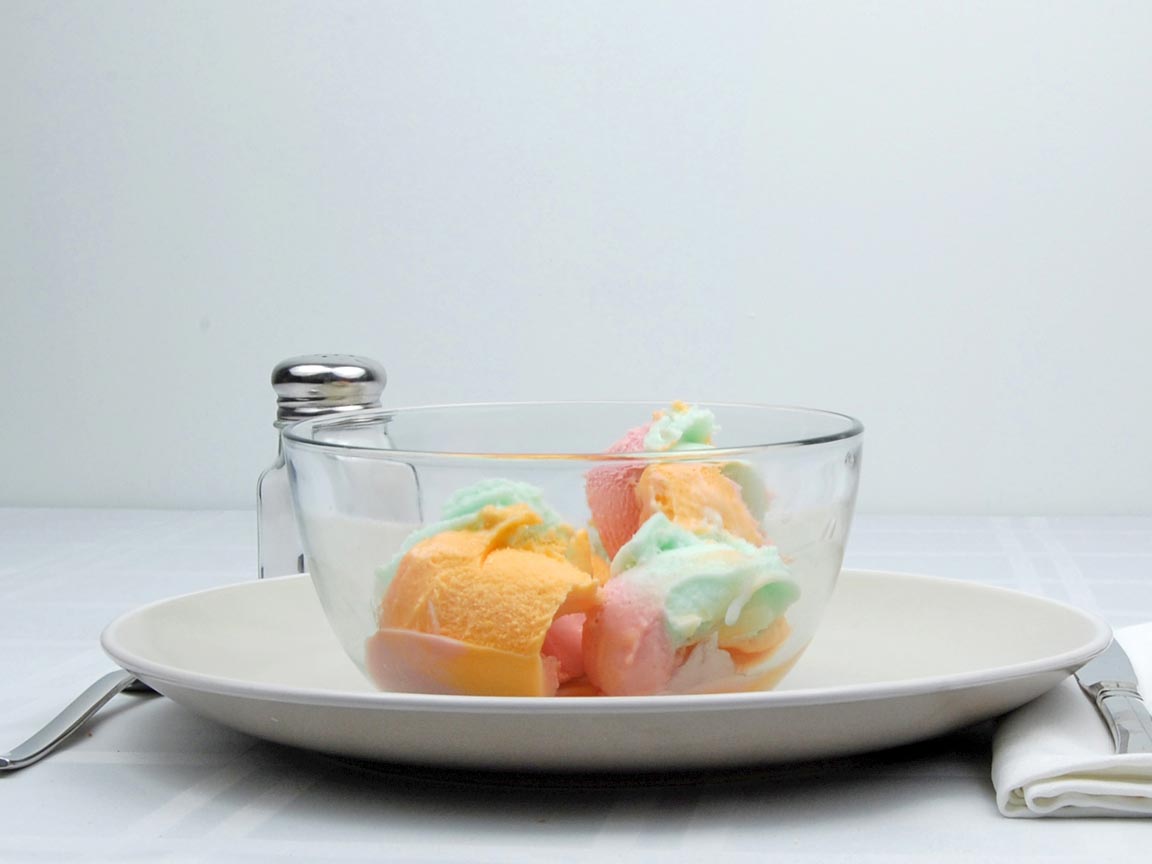 Calories in 1 cup(s) of Sherbet - Rainbow