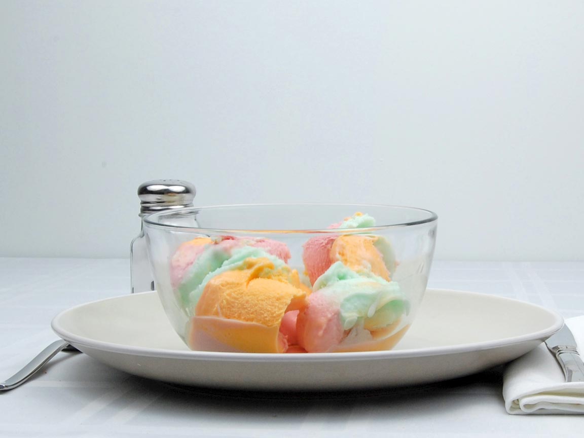 Calories in 1.25 cup(s) of Sherbet - Rainbow
