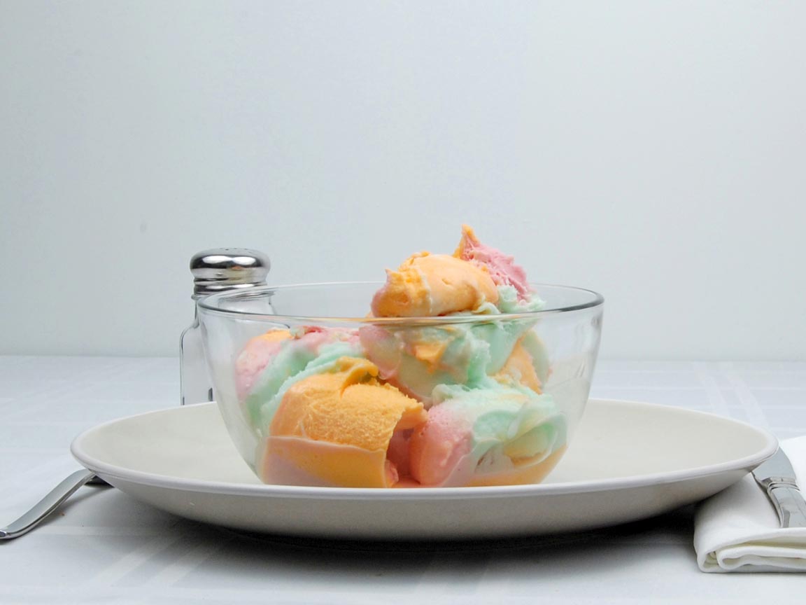 Calories in 1.5 cup(s) of Sherbet - Rainbow