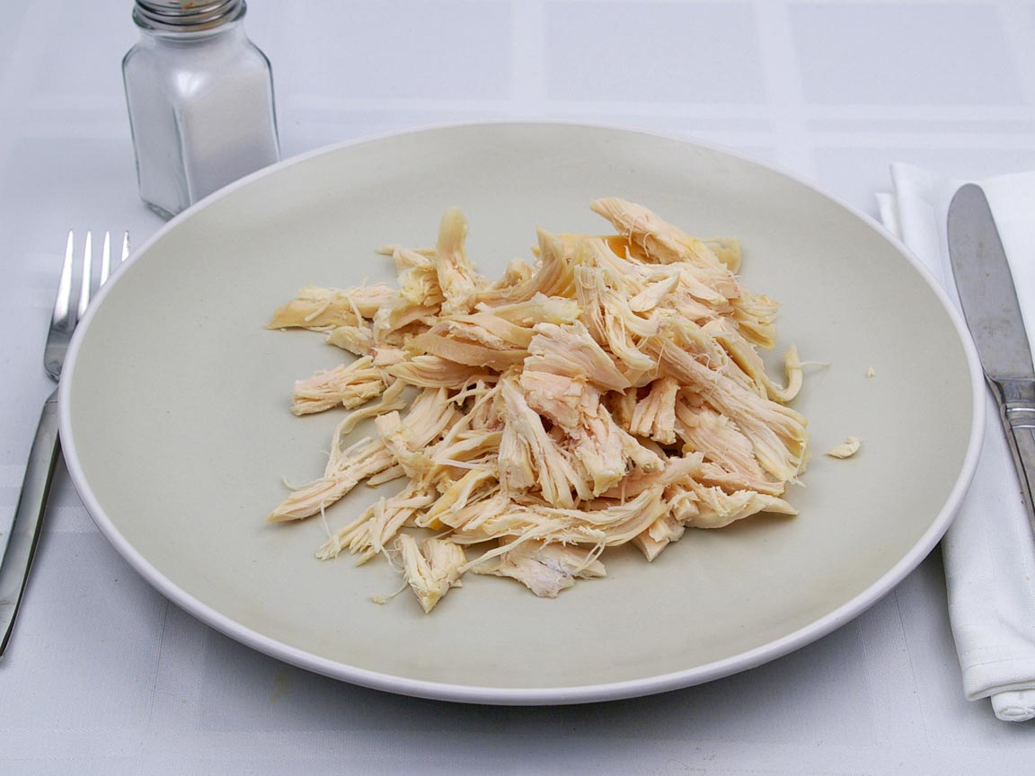 Calories in 141 grams of Chicken - Shredded Light Meat - No Skin