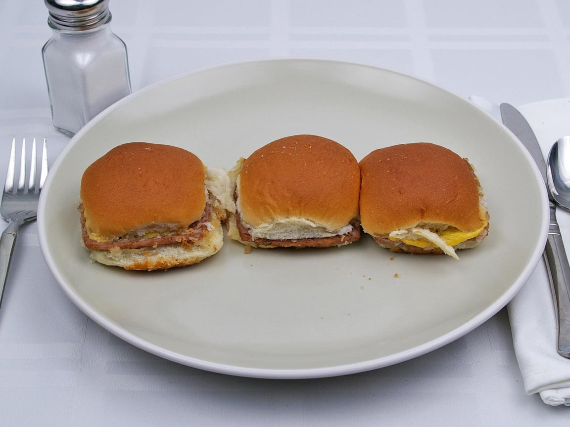 Calories in 3 slider(s) of Sliders - Hamburgers