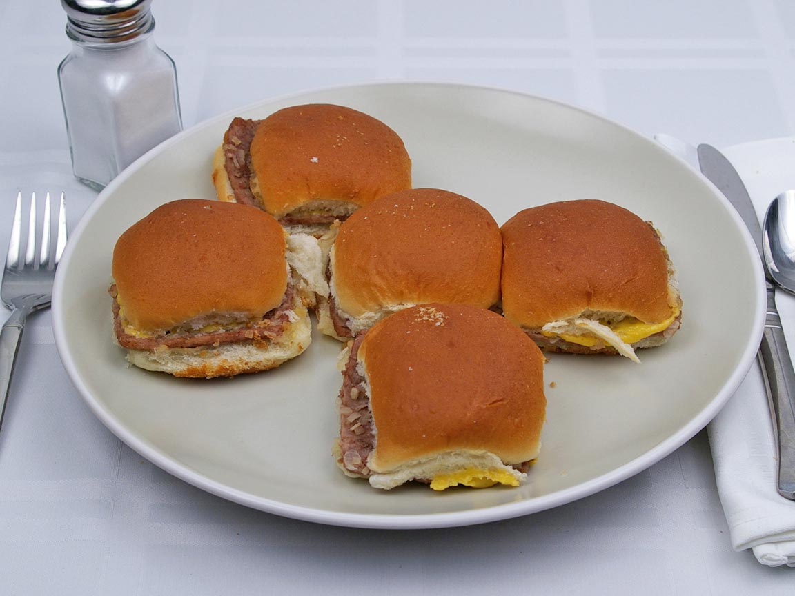 Calories in 5 slider(s) of Sliders - Hamburgers