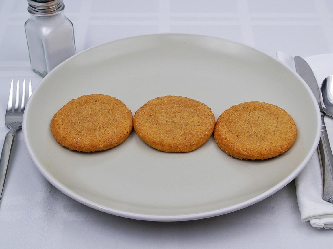 Calories in 3 cookie(s) of Snickerdoodle Cookie