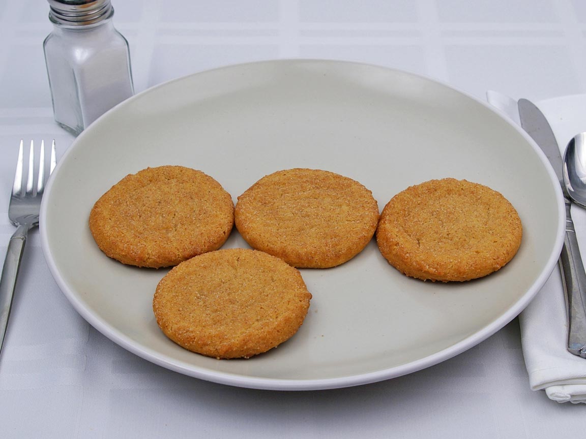 Calories in 4 cookie(s) of Snickerdoodle Cookie