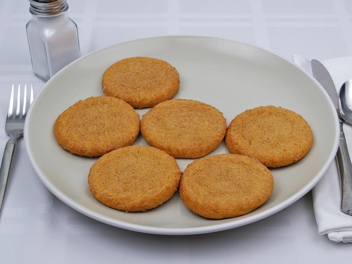 Calories in 6 cookie(s) of Snickerdoodle Cookie