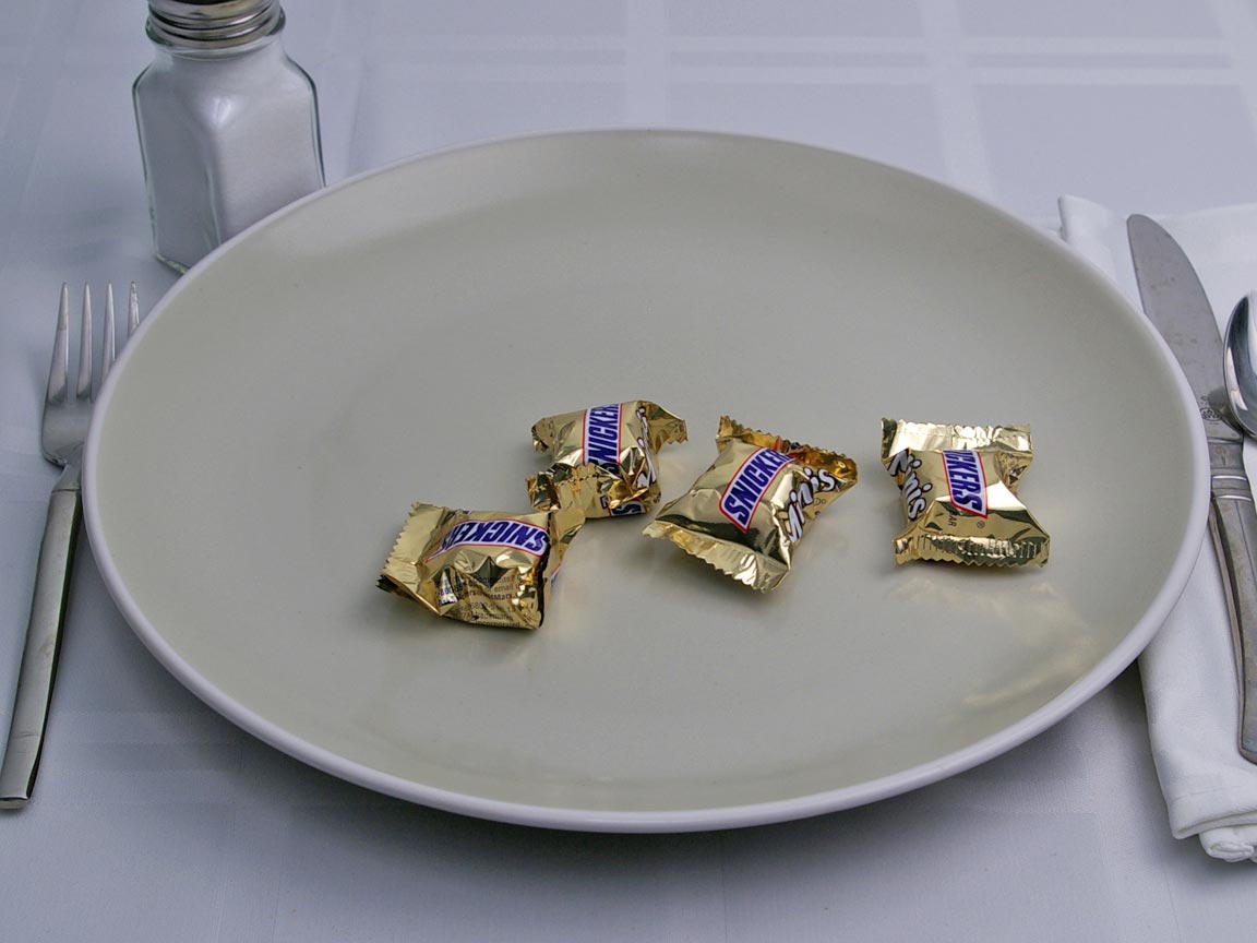 Calories in 4 mini(s) of Snickers - Mini