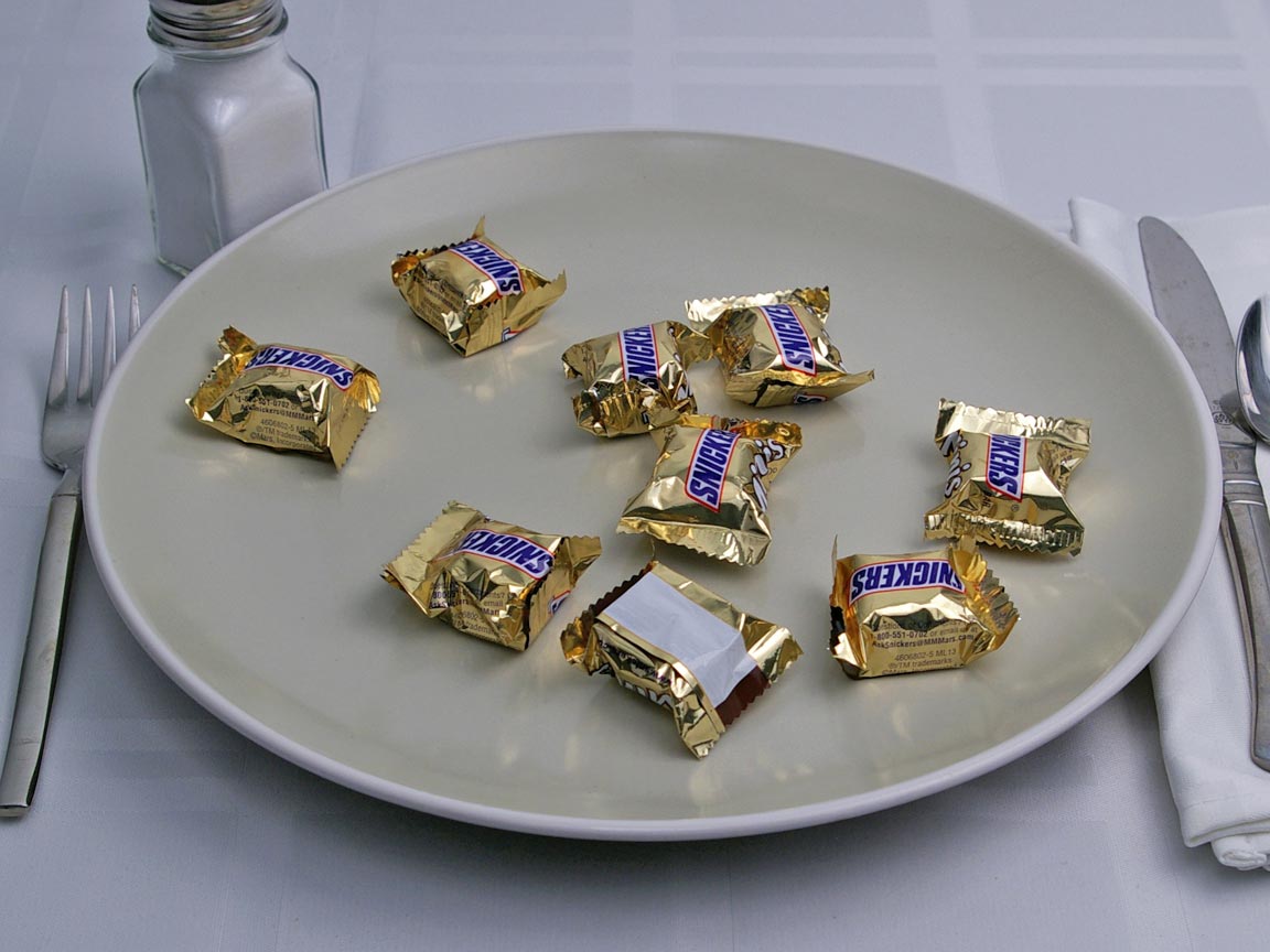 Calories in 9 mini(s) of Snickers - Mini