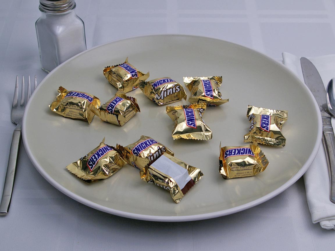 Calories in 11 mini(s) of Snickers - Mini