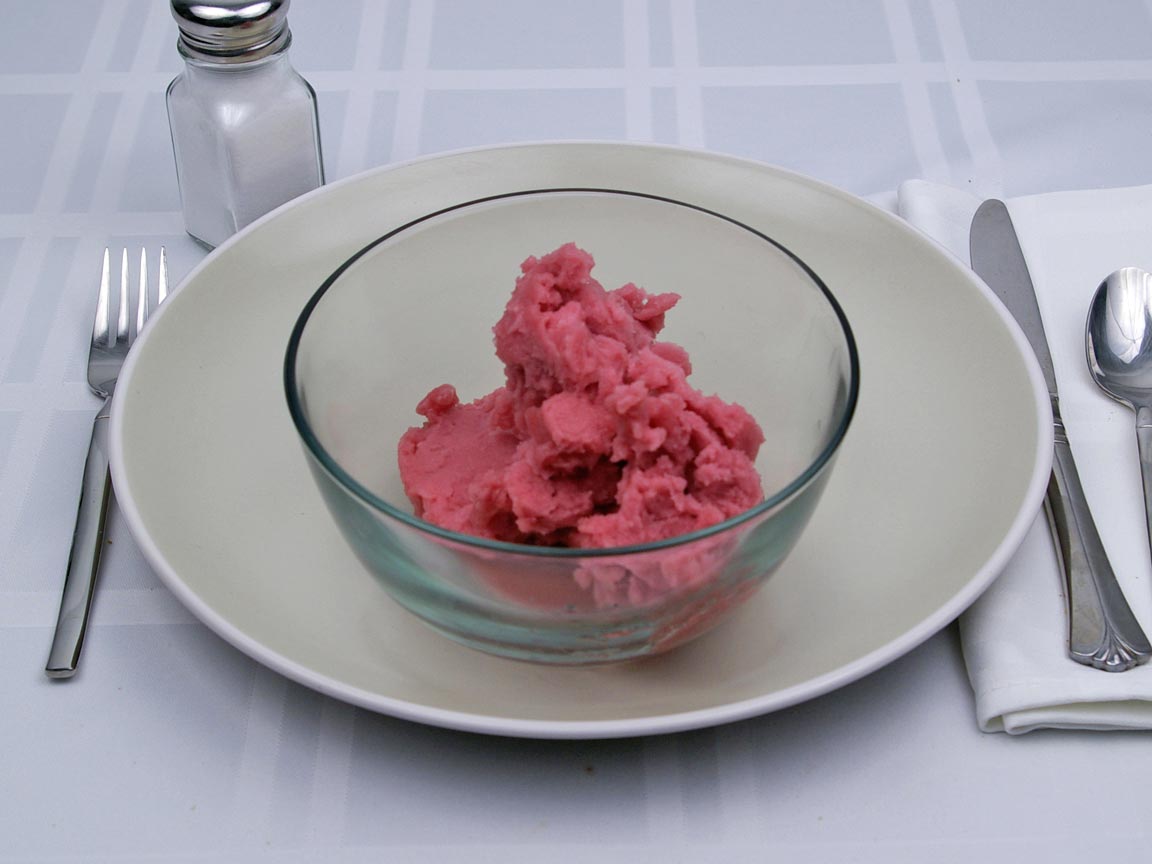 Calories in 1 cup(s) of Sorbet - Raspberry