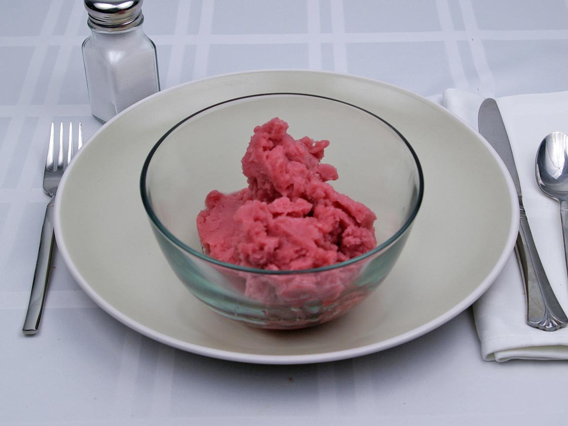 Calories in 1.25 cup(s) of Sorbet - Raspberry