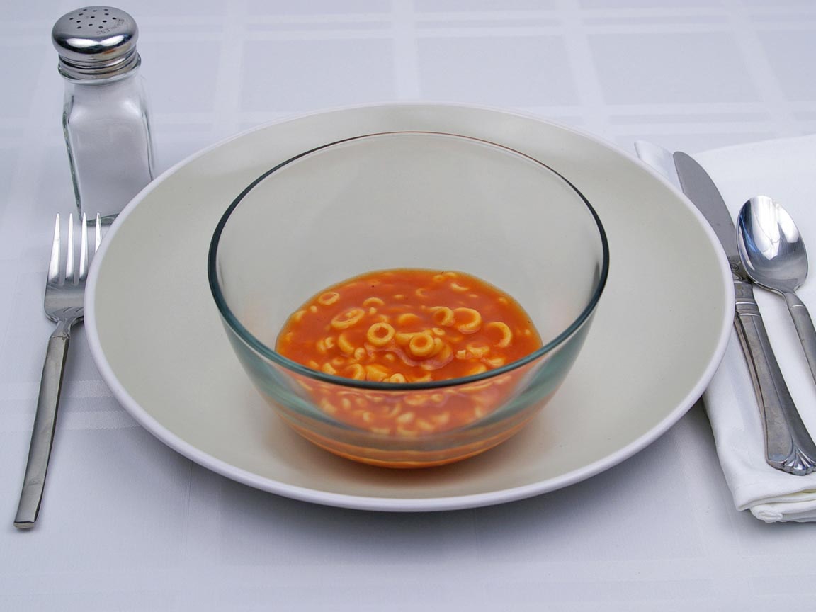 Calories in 0.5 cup(s) of Spaghettios - Original