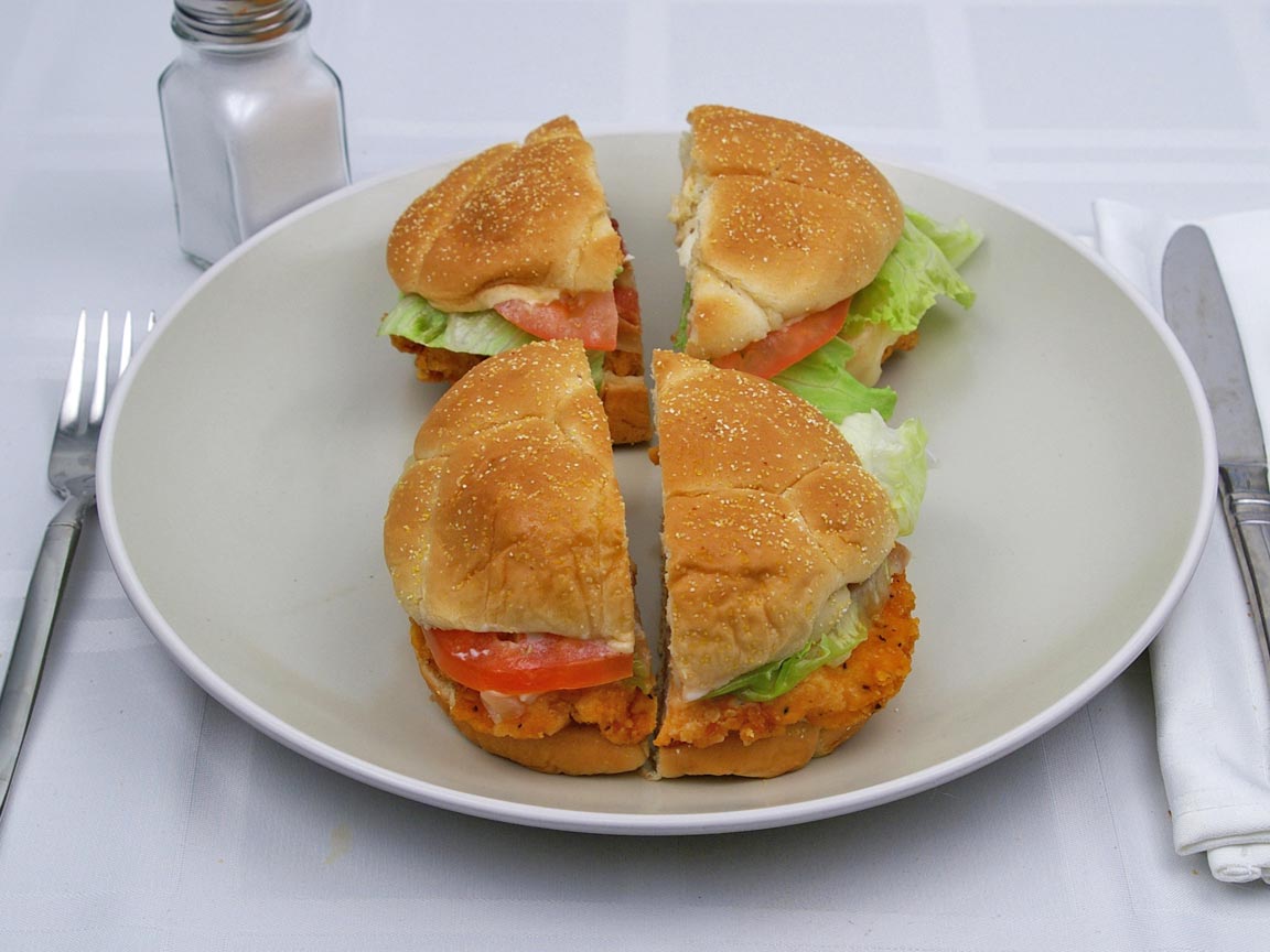 Calories in 2 sandwich(es) of Wendy's - Spicy Chicken Sandwich