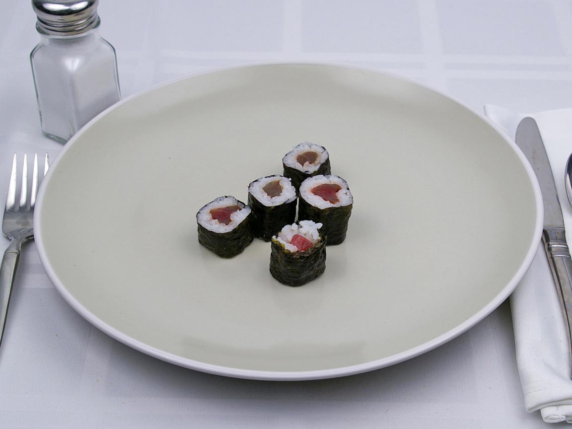 Calories in 5 piece(s) of Sushi - Maki - Spicy Tuna Roll - Small