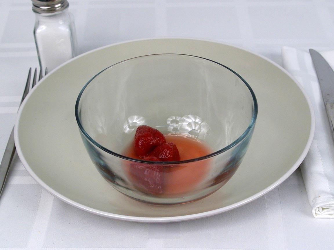Calories in 0.25 cup(s) of Strawberries in light Syrup