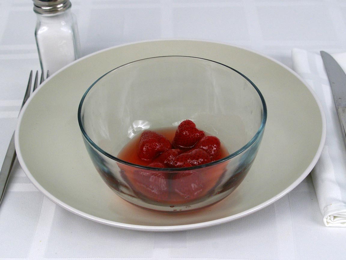 Calories in 0.5 cup(s) of Strawberries in light Syrup