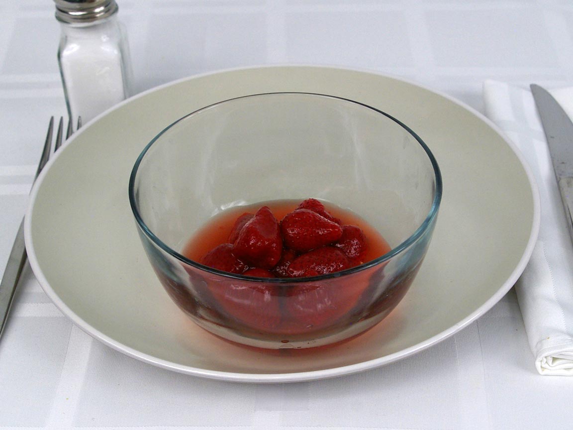 Calories in 0.75 cup(s) of Strawberries in light Syrup