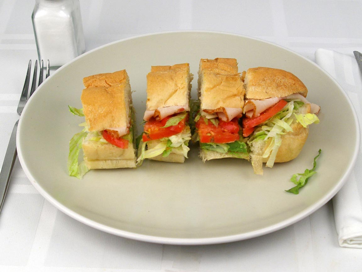 Calories in 1 sandwich(s) of Subway Turkey Avocado Swiss No Mayo