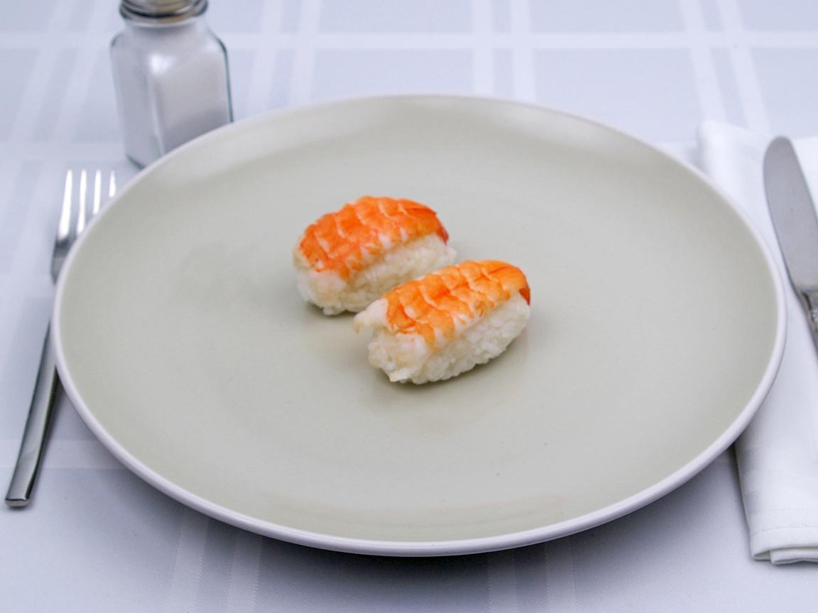 Calories in 2 piece(s) of Sushi - Shrimp Nigiri