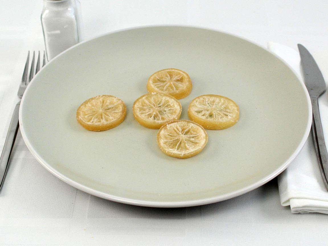Calories in 35 grams of Sweetened Dried Lemon Slices.