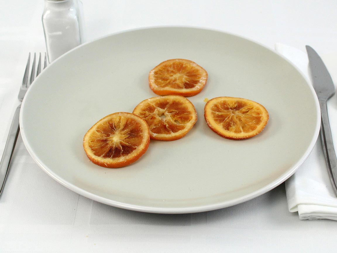 Calories in 56 grams of Sweetened Dried Orange Slices