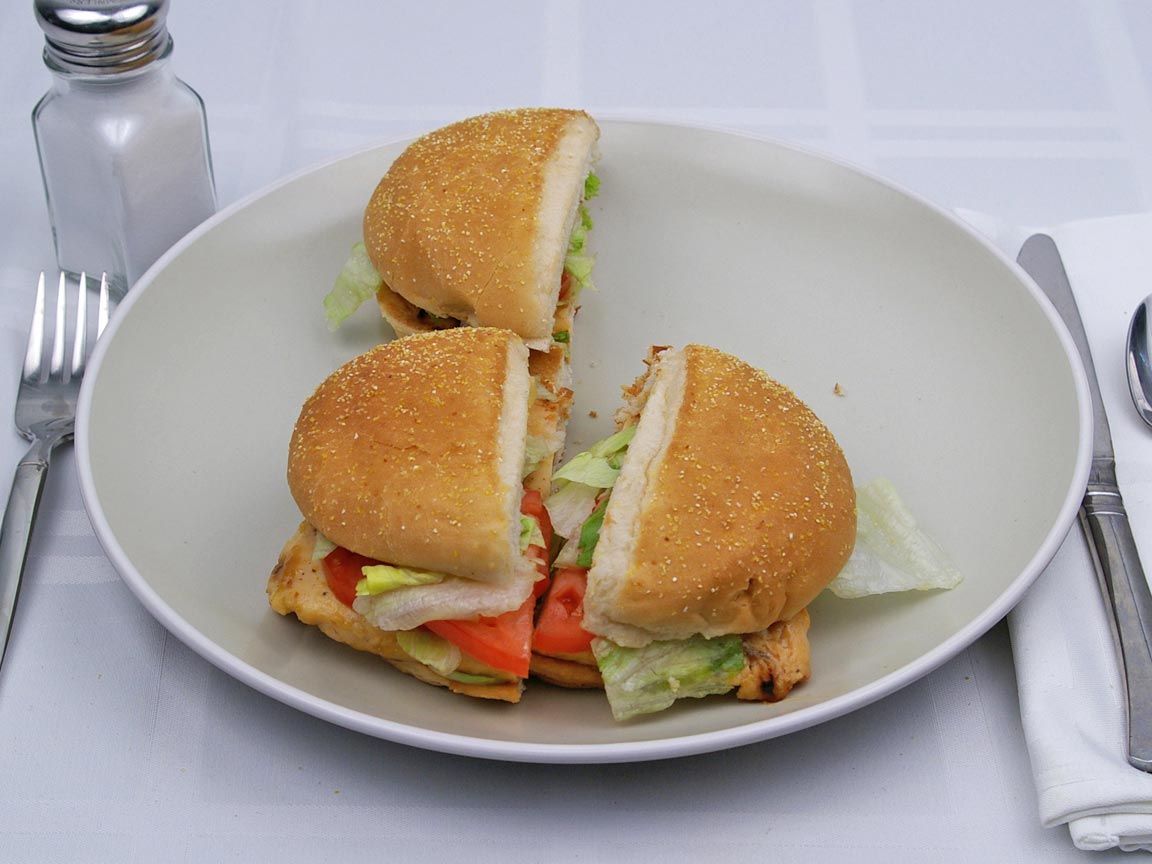 Calories in 1.5 sandwich(es) of Burger King - Grilled Chicken Sandwich